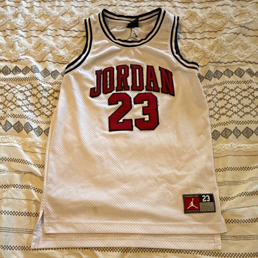 Jordan Flight Michael Jordan 23 Boys White Mesh Basketball Jersey Tank M